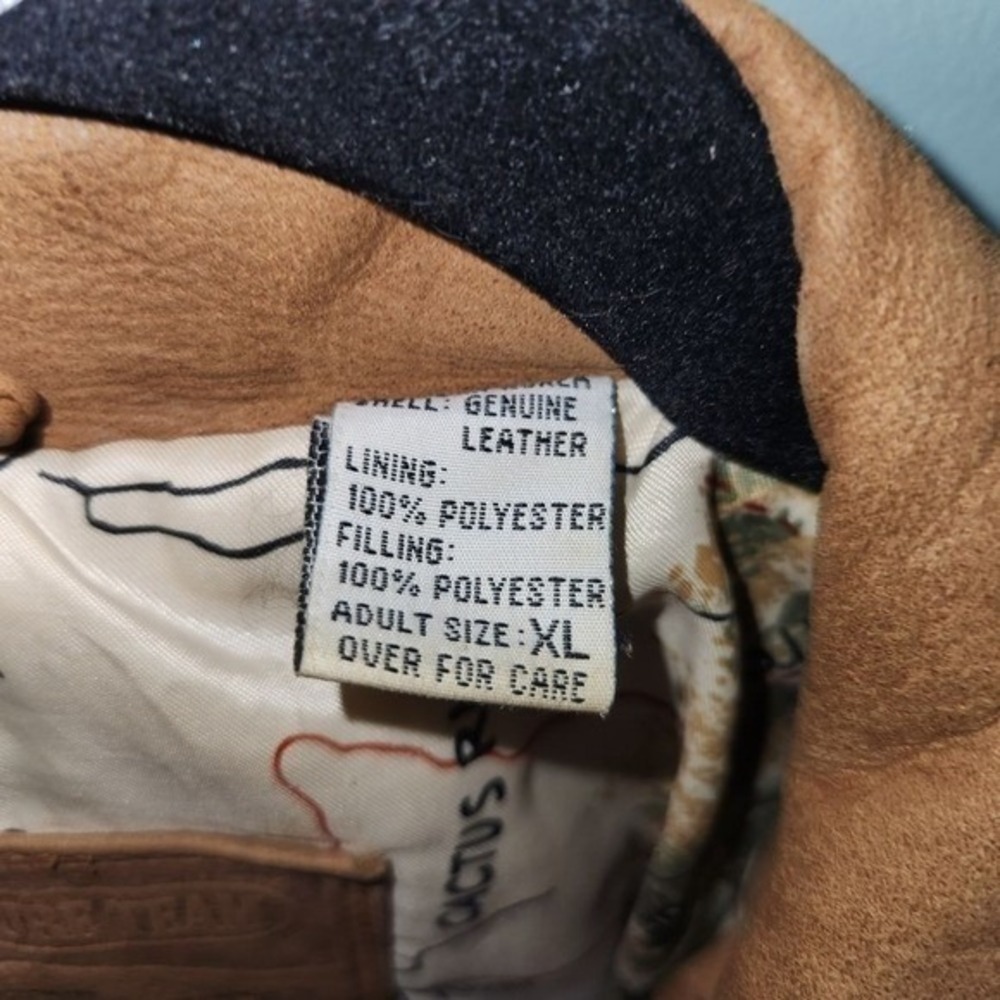Marlboro Adventure Team Leather Bomber Jacket Map Lined Western Style VTG XL - Picture 15 of 16
